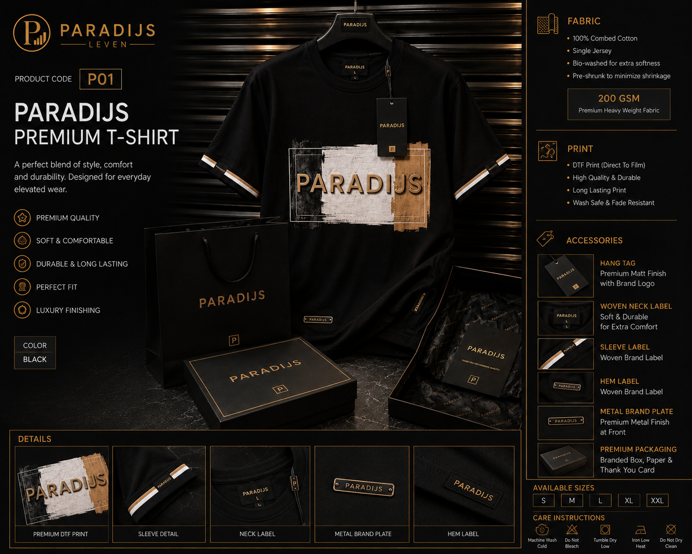 Paradijs P01 Premium T-shirt - Zwart
