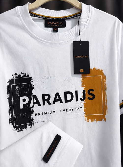 P01W Premium T-shirt met Opdruk – Wit | PARADIJS